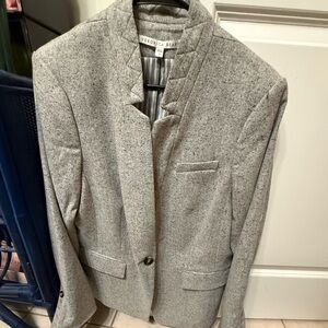 Veronica Beard Gray Collarless Blazer with Button Closure Plus Size 18